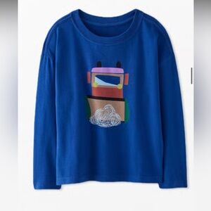 Hanna Andersson Blue Long Sleeve Tee with Colorful Truck Graphic